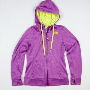 The North Face TNF Fave‎ Full Zip Hooded Sweatshirt Small Womens Purple Yellow
